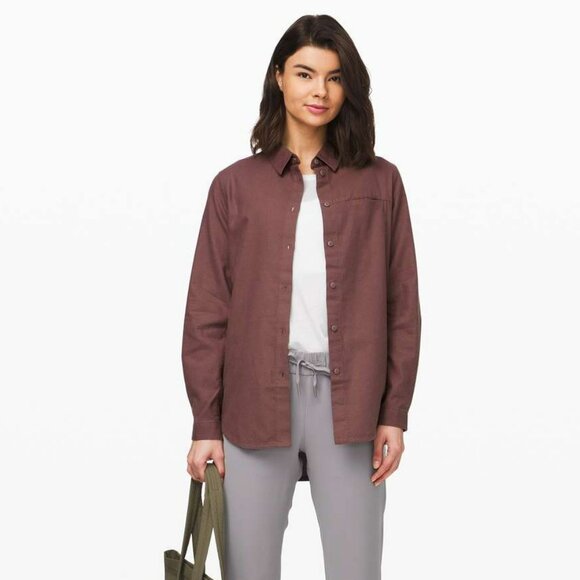 Lululemon Full Day Ahead Shirt in Antique Bark, 100% Cotton Flannel, Siz… - Picture 1 of 10